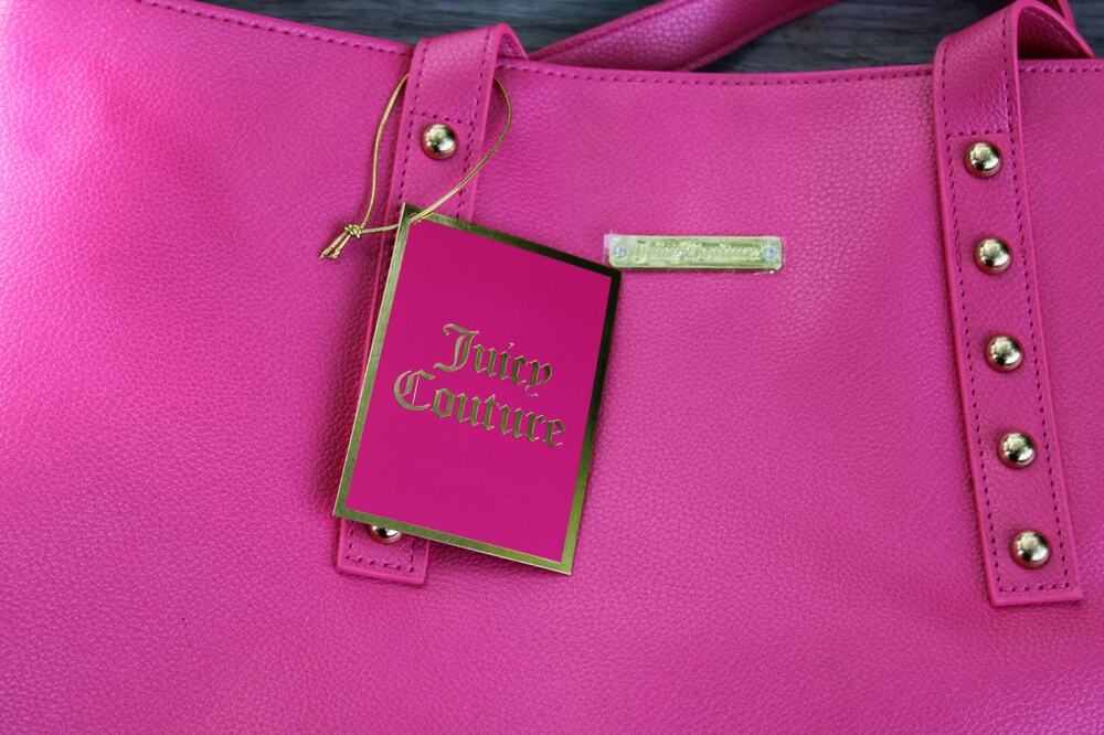 Juicy Couture Hot Pink Studded Tote Bag Women's Gold Hardware Double Handles